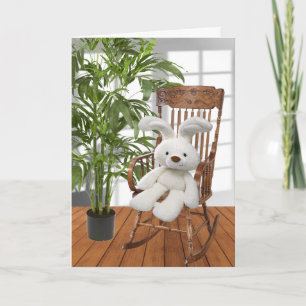 Carte Lapin d'anniversaire dans un fauteuil à bascule