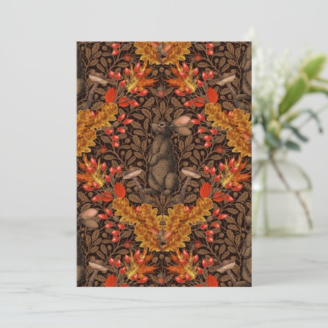Carte Lapin d'automne sur brun (Debout devant)