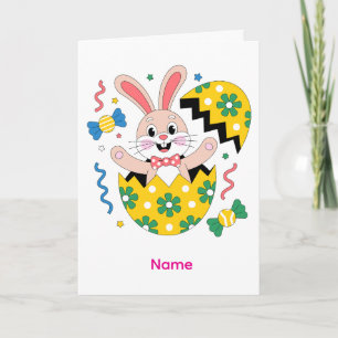 Carte Lapin de fête de Pâques qui jaillit