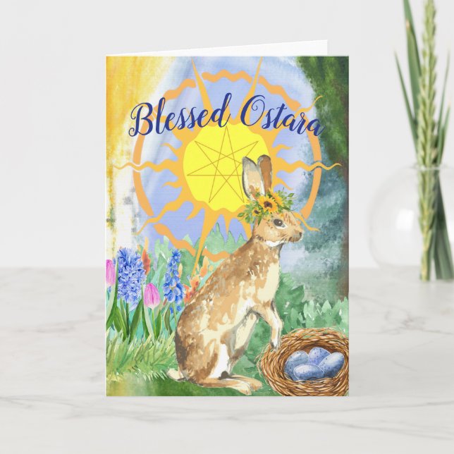 Carte Lapin de l'Ostara bénie au soleil brillant (Devant)
