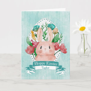 Carte Lapin de Pâques avec Fleurs