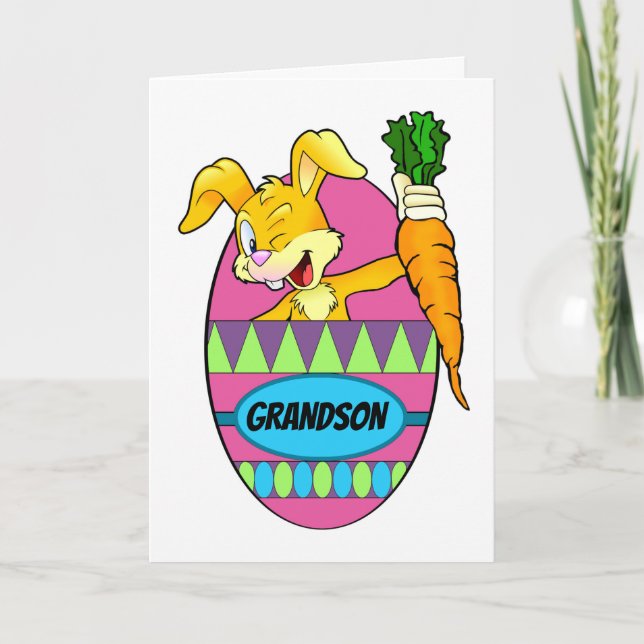 Carte Lapin de Pâques avec Grand Petit-fils de Carotte (Devant)