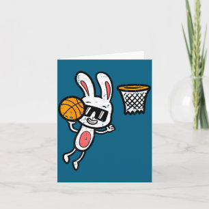 Carte lapin de Pâques dunk basket sports garçons enfants