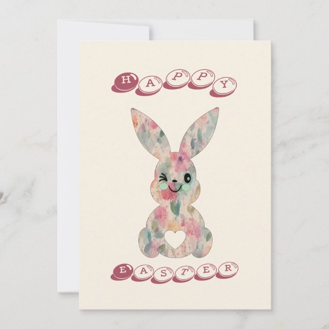 Carte lapin de Pâques Florale (Devant)
