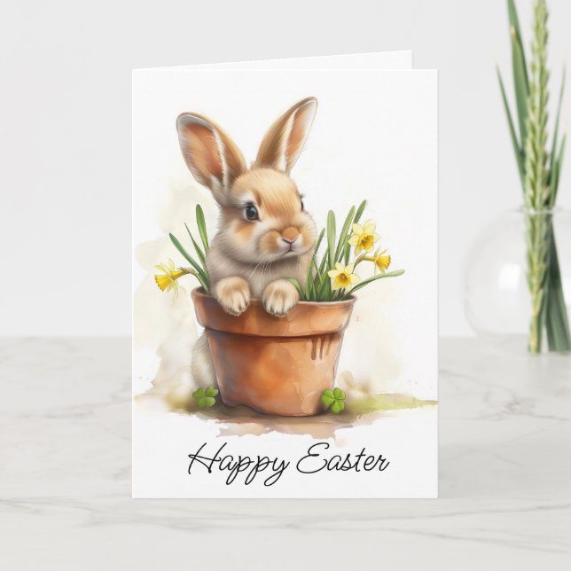 Carte Lapin de Pâques heureux (Devant)