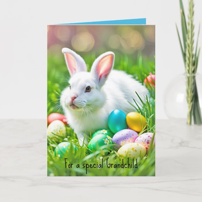 Carte Lapin De Pâques Pour Petit-Enfant (Devant)
