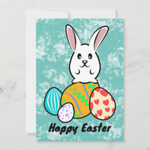 Carte Lapin de Pâques sur les oeufs de Pâques