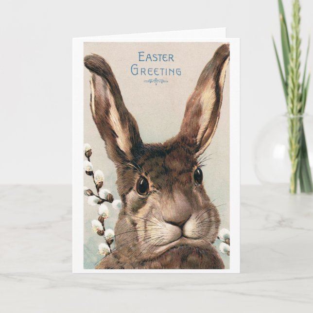 Carte Lapin de Pâques vintage avec une moue (Devant)