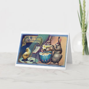 Carte Lapin de Pâques vintage et poussin