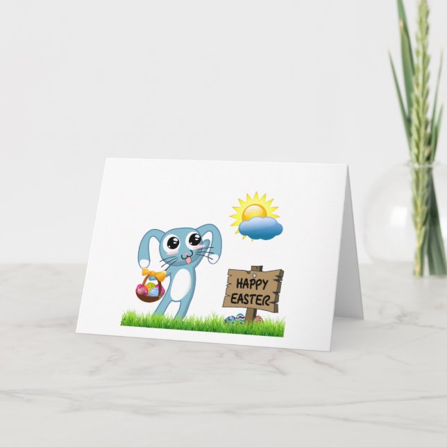 Carte Lapin de Pâques vous souhaite un Joyeux Pâques (Devant)
