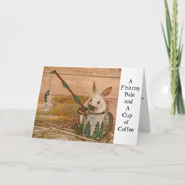 Carte lapin de pêche adorable (Devant)