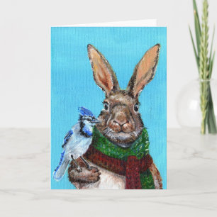 Carte Lapin d'hiver avec Jay Bleu