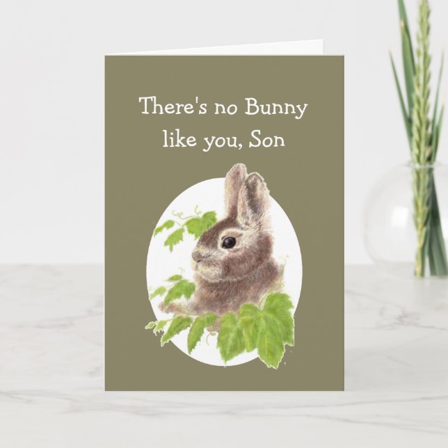 Carte Lapin Doux lapin Amusant Fun Anniversaire Fils ou  (Devant)