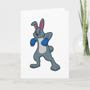 Carte Lapin en boxeur avec gants de boxe
