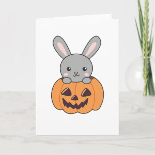Carte Lapin En Citrouille De Mignons lapins Joyeux Hallo