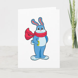Carte Lapin en hiver avec Écharpe