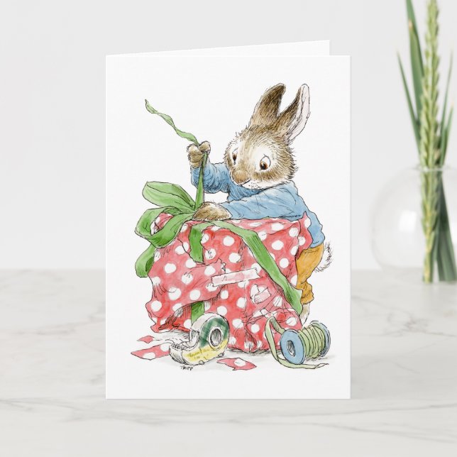 Carte Lapin Enveloppement de Noël (Devant)