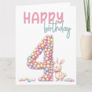 Carte Lapin et bonbons en Whimsical Aquarelle 4e anniver
