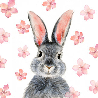 Carte Lapin Fleurissant