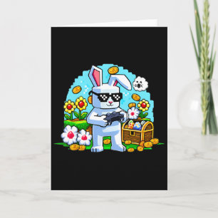 Carte Lapin Gamer Pâques pour les joueurs de tous âges 