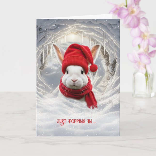 Carte Lapin lapin blanc mignon de Noël (Orchidée)