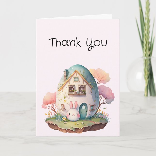 Carte Lapin Lapin Rose Cute Kawaii Style Merci (Devant)