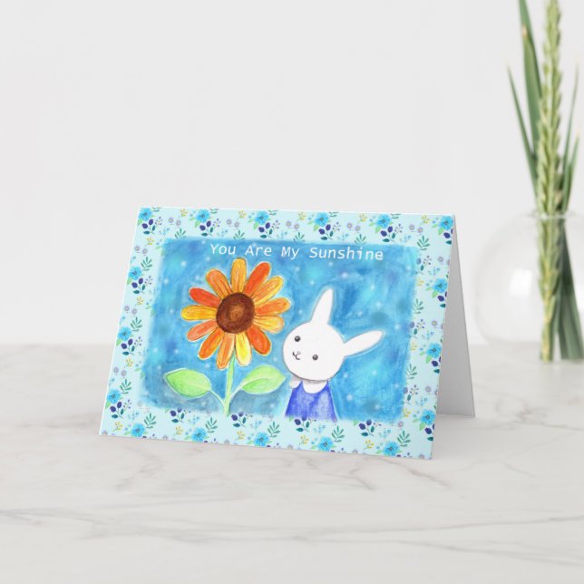 Carte Lapin Lapin Tournesol Vous êtes mon Sunshine Love (Devant)