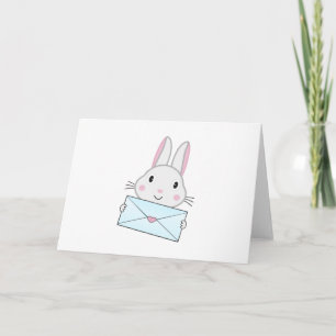 Carte Lapin mignon et adorable tenant une lettre d'amour