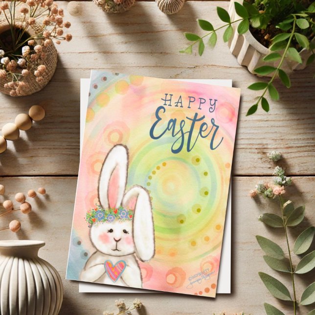 Carte Lapin Mignon Inspiration Pastel Joyeuses Pâques (Créateur téléchargé)