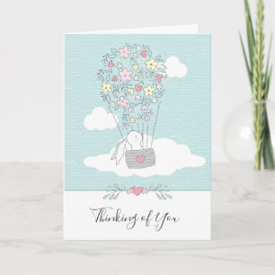 Carte Lapin Mignon Montgolfière Pensées pour toi