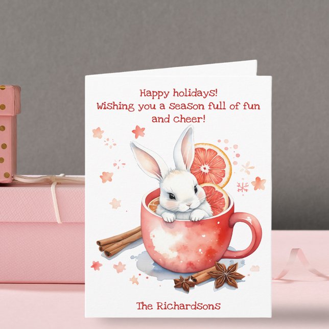 Carte Lapin mignon qui regarde dehors d'une tasse rouge  (Créateur téléchargé)