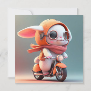Carte Lapin mignon sur Scooter