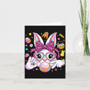Carte Lapin mignon visage de léopard coquette bow six