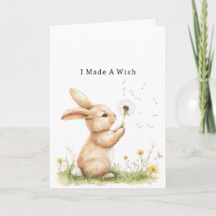 Carte Lapin Pissenlit Fleur Vœu Amour