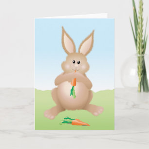 Carte Lapin qui mange une carotte adorable lapin
