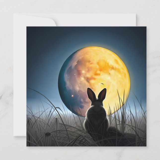 Carte Lapin sous la lune (Devant)