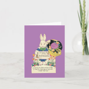 Carte Lapin vintage avec Casquette Pâques