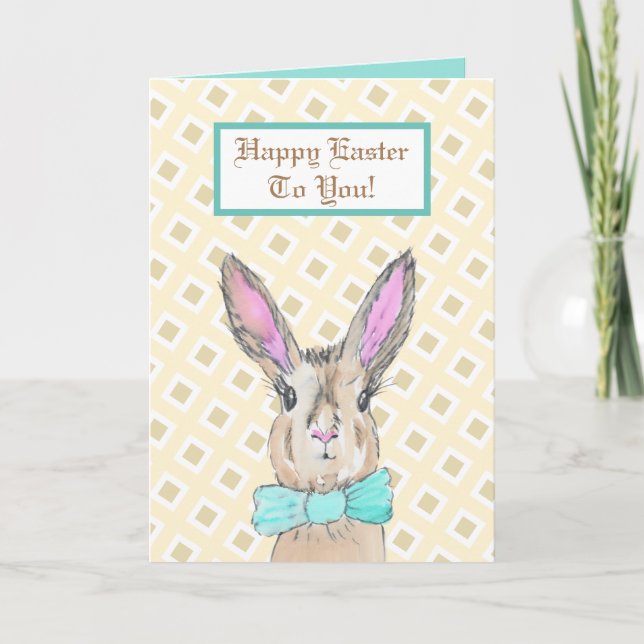 Carte Lapin vintage Joyeux Pâques (Devant)