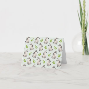 Carte Lapins d'aquarelle et herbe