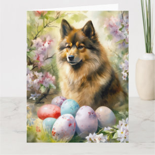 Carte Lapphund finlandais avec oeufs de Pâques