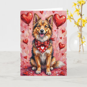 Carte Lappund finnois Saint-Valentin Chien assis avec de