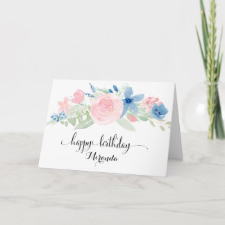 Carte L'aquarelle rougissent joyeux anniversaire de