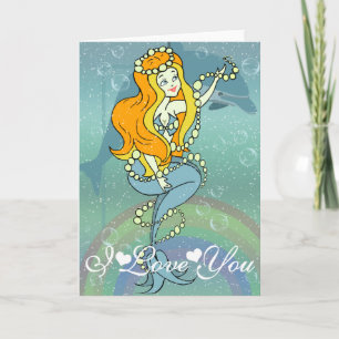 Carte L'arc-en-ciel et le dauphin de sirène conçoivent