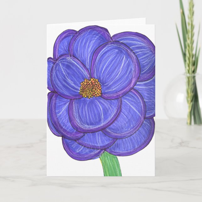 Carte Large blue flower blank (Devant)
