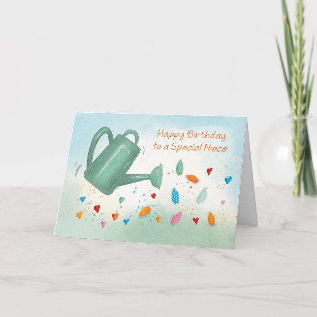Carte L'arrosage d'anniversaire de nièce peut arroser le (Devant)