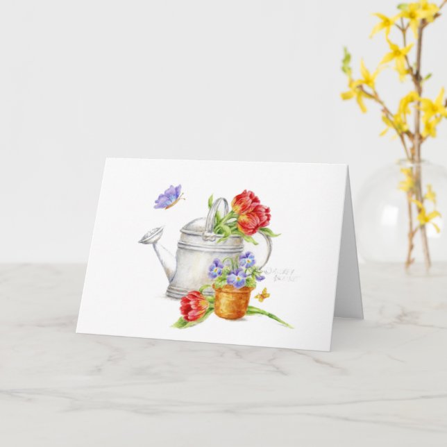 Carte L'arrosage des tulipes d'anniversaire peut des bén (Fleur jaune)