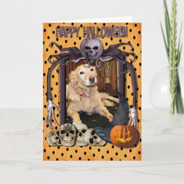 Carte Larry - golden retriever - Photo-2 Halloween (Devant)
