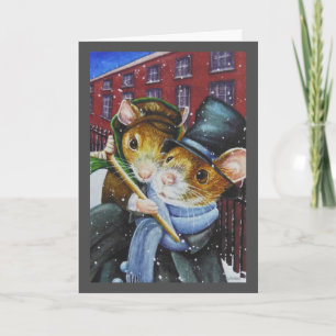 Carte L'art à l'aquarelle de souris pour Un chant de Noë