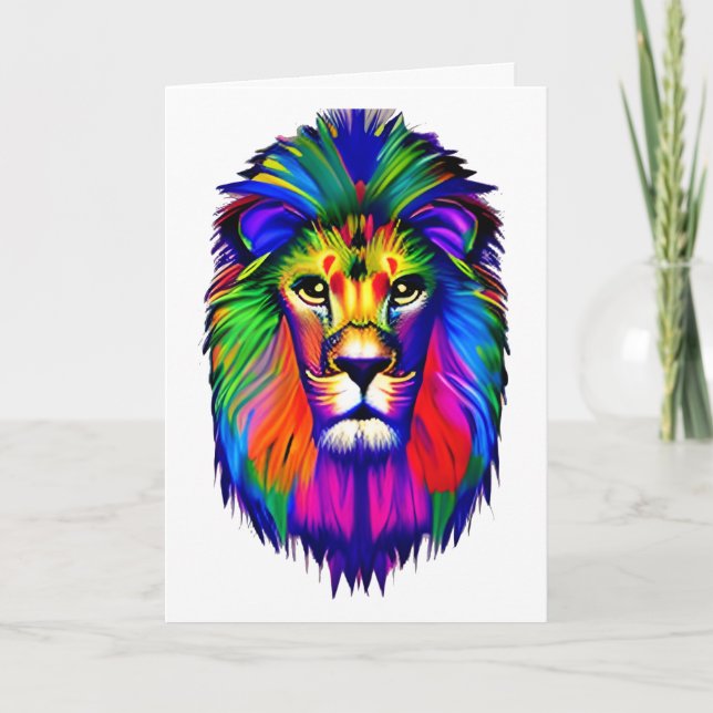 Carte L'art coloré du visage de lion (Devant)