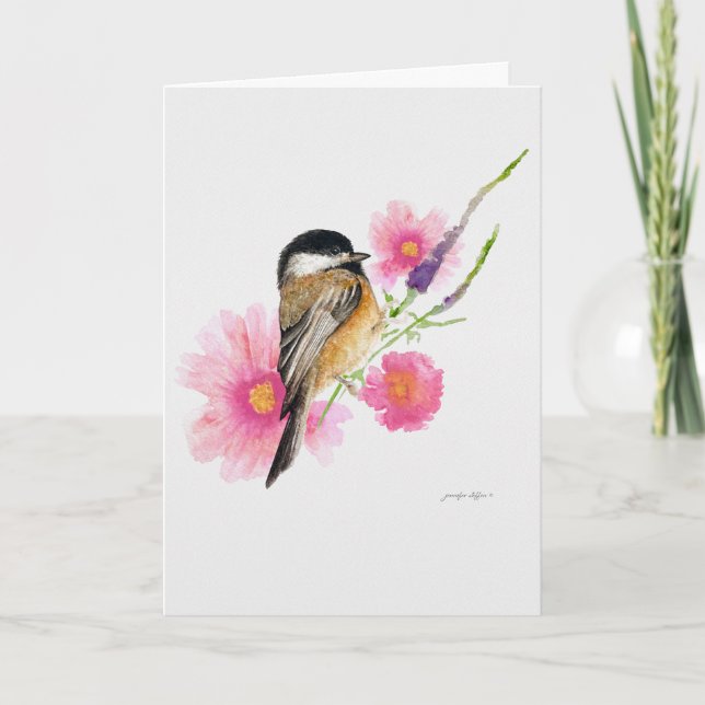 Carte L'art de l'aquarelle noire à l'effigie de l'Oiseau (Devant)